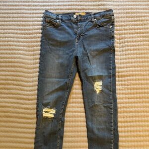 Free People Blue Skinny Distressed Jeans